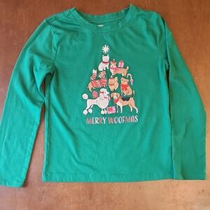 Holiday Time Green 'Merry Woofmas' Kids Long Sleeve Tee